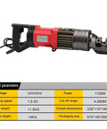 Portable Electric Rebar Bender And Cutter For Steel Bars 4 To 20mm hydraulic tool with red and silver design, showcasing cutting head.
