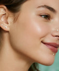 4 Pairs 16G Flat Back Stud Earrings Set in Hypoallergenic Surgical Steel With Four Sizes 2mm 3mm 4mm 5mm And Pin Lengths 6mm 6mm 7mm 8mm For Everyday Wear And All Day Comfort, flat-back stud earrings on ear