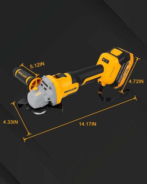 Cordless Angle Grinder 20V With 9600 RPM Brushless Motor, Four And A Half Inch To Five Inch Cutting Wheel, Includes Two 4.0Ah Batteries