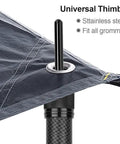 Ultralight Carbon Fiber Telescoping Tarp Poles for Tent Awning and Canopy with thimble attachment in use on fabric corner