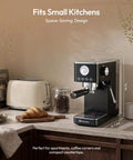 Slick No Fuss Espresso Machine With Built In Milk Frother And 20 Bar Italian Pump For Fast One Touch Shots At Home Perfect For Beginners Hitting Their Morning Caffeine Fix on compact kitchen counter.