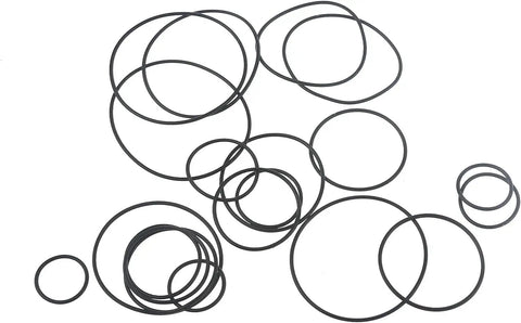 Old School Cassette Deck Belts Pack 20 Pcs 1.5mm Round Rubber Belts Replacement For Cassette Recorders Tape Players CD Players And Vintage Audio Gear Do It Yourself Repair Essentials displayed on white background