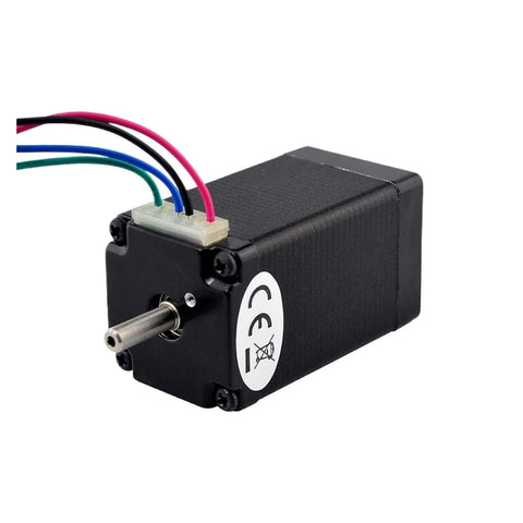 NEMA 11 stepper motor with dual shaft, black metal housing, four-wire connector for CNC/3D printer