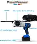 Heavy Duty Cordless Automatic Wire Tugger Fish Tape Fast Electrical Cable Puller Machine With 30M Per Min Speed And One Button Control, features labeled.