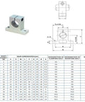 10 Pcs SK16 16mm Linear Bearing Rail Shaft Supports for XYZ Table CNC Router SH16A Linear Motion Guides, Rock Solid High Precision Rails with Smooth Glide for DIY Machining and Pro Builds. SK16 aluminum shaft support with dimension chart
