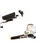 Air Mini Belt Sander Pneumatic Grinder Machine Lightweight Portable Tool For Fine Sanding Polishing And Deburring close-up of ergonomic handle and belt.