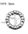 Six Piece Crank Bearing Set For Bicycle Cranks One Quarter Inch Ball Size Nine Balls Durable Replacement with measurements