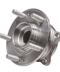 Front Wheel Hub And Bearing Assembly For Hyundai Santa Fe 2007 To 2014 Santa Fe XL And Sport Veracruz 2011 To 2012 Kia Sorento 2011 To 2015 5 Lug ISO TS16949 Certified Premium Quality Wheel Hub Bearing To Restore Smooth Ride, close-up view of metal hub with 5 lugs