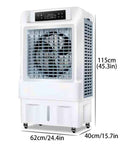 Portable Evaporative Swamp Cooler With Three Speed Settings And Nine Hour Timer in white with control panel and fan grille.
