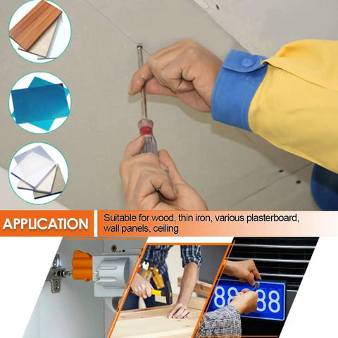 Using a screwdriver to fasten drywall with Massive 390 Piece No 7 Coarse Thread Drywall Screws Set With Phillips Drive