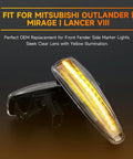 Mitsubishi Lancer VIII Front LED Side Marker Lights Pair With Clear Lens Yellow LED Turn Signals For 2008 To 2017 Models