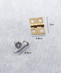 Miniature Door Hinges Set For Dollhouse 1/12 Scale With 4 Hinges And 16 Screws, DIY Micro Scene Decor, gold hinge and screws shown
