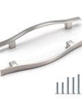Stylish Wave Design Brushed Nickel Cabinet Pulls For Kitchen And Bathroom Upgrades Awesome 6 Pack Zinc Alloy Handles With 3 3 4 Inch Hole Center.