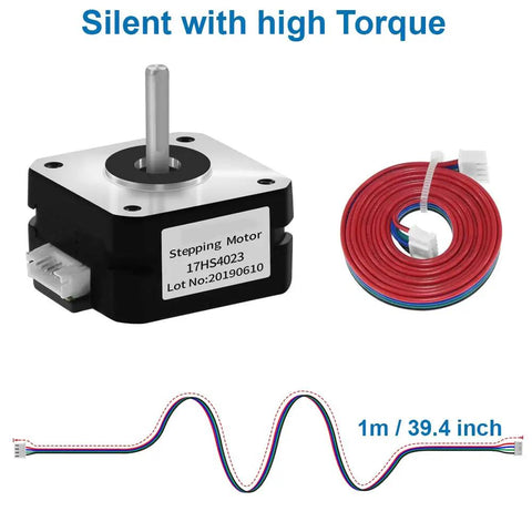 Nema 17 Stepper Motor Bipolar 1.8 Degree 200 Steps Per Revolution 4.1V 1A 13 Ncm Torque with 1m cable for CNC and robotics