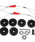 Heavy Duty Automatic Fish Tape Wire Threading Machine For Wall Wiring. Includes rubber discs, cables, and tools for electrical wiring.