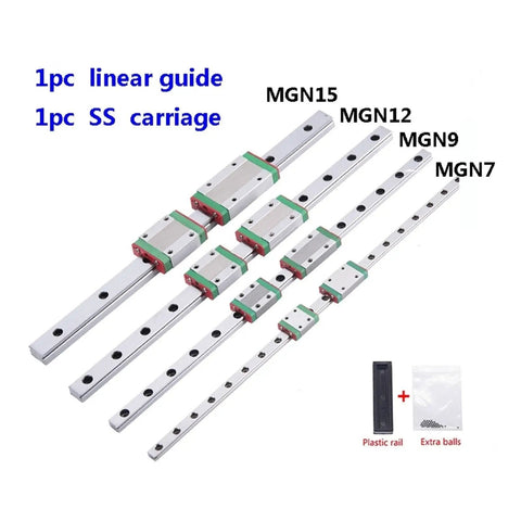 Pro Grade Linear Rail Kit With Sliding Carriage Block MGN15, Adjustable 100 To 800mm Length, various sizes displayed
