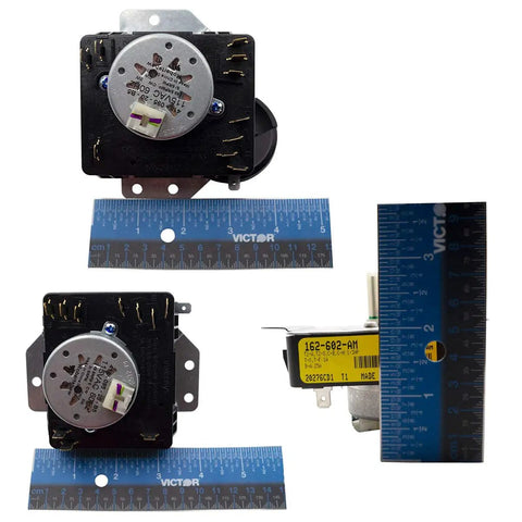 Model Specific Clothes Dryer Timer Replacement For Your Dryer 115V 60Hz 3W CW Rotation D Shaft shown with rulers for scale