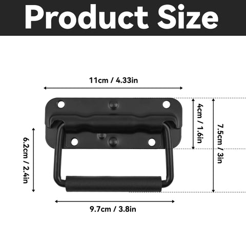 Heavy Duty Spring Loaded Surface Mount Folding Handles With Stainless Steel Construction And Comfortable Rubber Grips Set Of 2, size details