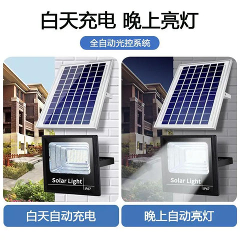 JUDYSSY Waterproof Solar Led Street Lamp, Solar Patio Lights Dusk to Dawn Solar Flood Light for Courtyards Building Facades with solar panel.