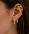 Gold Plated Earring Set For Women 9 Pairs Including Huggie Hoops Planet Ball Flower Dangle Studs Flat Back Cartilage Tragus Earrings For Multiple Piercings Stackable Jewelry Perfect For Everyday Vibe worn in multiple ear piercings