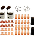 Versa Cut 60A Plasma Cutter Consumables Kit with 48 piece set showing electrodes PR0063, nozzles PD0088-12 and PD0019-12, swirl ring PE0007.