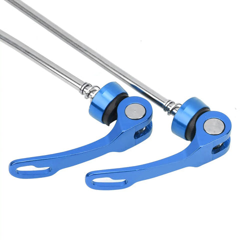 Two Pack Bicycle Wheel Hub Skewers With Quick Release Levers Front 135mm Rear 170mm Lightweight Aluminum Alloy Bike Skewers For Mountain And Road Bikes Blue