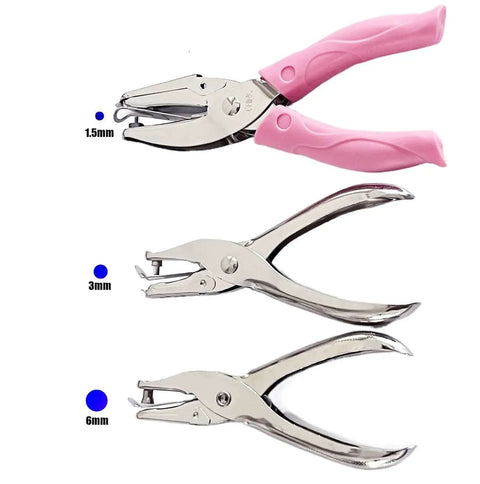 Mini Circle Hole Punch Set Dope For DIY Crafts And Tags 6mm 3mm And 1.5mm Holes, handheld punches for scrapbooking and gift tags.