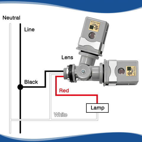 Outdoor Photoelectric Sensor Switch With Auto On At Dusk Off At Dawn, 30-120 Second Delay, 180 Degree Swivel, wiring diagram