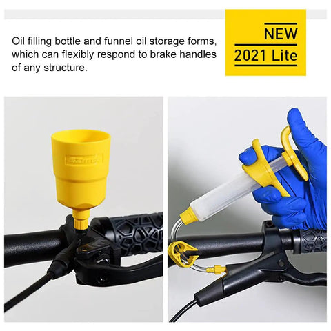 All In One Bike Hydraulic Disc Brake Bleed Kit With 12 Oil Filling Joints And Transferable Funnels setup demonstration