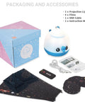 Epic Kids Star Projector Night Light with packaging, films, USB cable, and manual on display