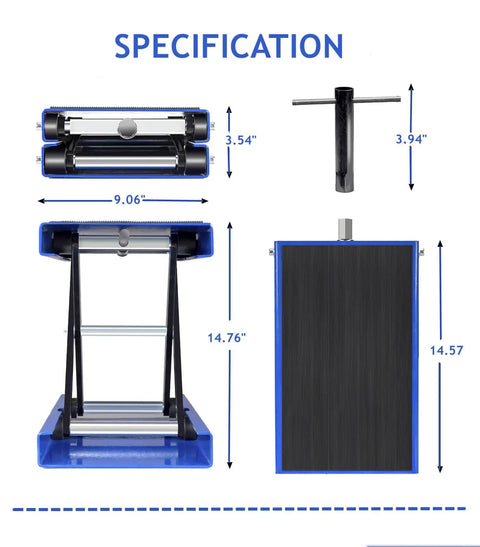 Specifications of 1100 Lb Motorcycle Scissor Lift Jack With Anti Slip Center Stand And Crank Handle, Heavy Duty Steel Lift.