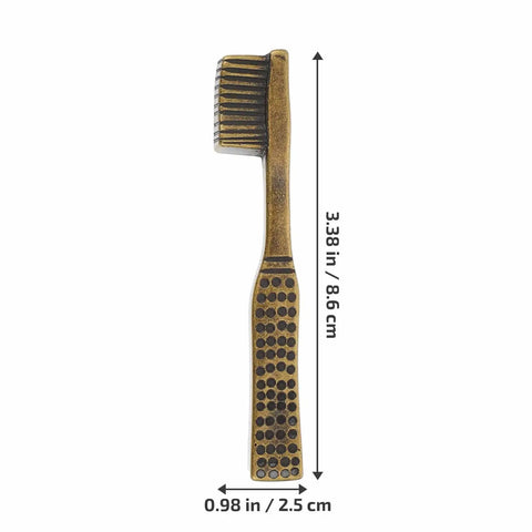 Front view of Toothbrush Shape Alloy Cabinet Pull Handle Vintage Bronze Dresser Drawer Pull for bathroom door, 3.38 in tall.