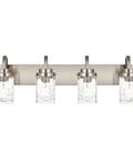 Dope 31 Inch Brushed Nickel Vanity Light Fixture With Hammered Glass Shade, Modern Gooseneck Wall Mount over mirror