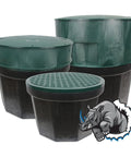Rhino 24 Inch Heavy Duty Catch Basin Kit With 24 Inch Grate, 10 Hole Box, Four Seals and Nuts, Ideal for Outdoor Drainage Systems