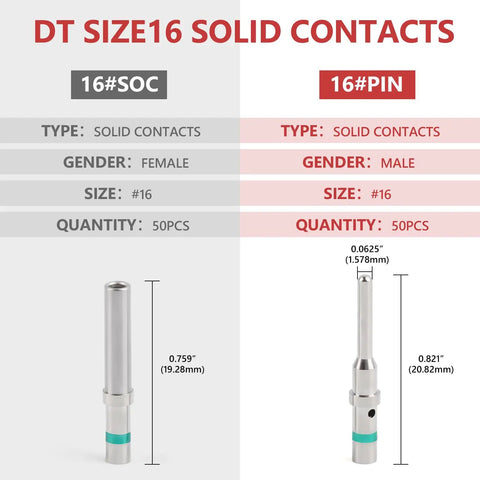 Deutsch DT Series Pin And Socket Connector Kit 50 Pairs With 16 Gauge Solid Contacts Ni Plated Automotive Terminals detail