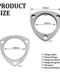 Premium Stainless Steel 3 Inch Exhaust Flange Gasket Repair Kit With Heavy Duty Bolts dimensions showing size and parts included.