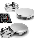 Slick Silver Wheel Center Caps Snap In Hub Covers For Cars And Suv, 2.2 inch size, smooth metallic finish, pack of four