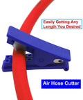 Air hose cutter trimming Hybrid Air Hose 3/8 Inch By 250 Feet 300 PSI Heavy Duty Lightweight Kink Resistant with ease.