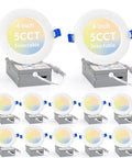 12 Pack 4 Inch LED Recessed Ceiling Lights With Junction Box, Dimmable, IC Rated, Color Temperature Adjustable 2700K 3000K 3500K 4000K 5000K