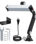Heavy Duty Led Work Light With Long Arm Aluminum Alloy IP66 Waterproof Table Lamp For CNC Lathe And Drilling Machines 24W 120 Led 110 To 240V US Plug Included