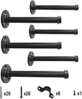 Black Iron Pipe Shelf Brackets 12 Inch Set Of 6 Heavy Duty Rustic Floating Shelves And Clothing Rack Brackets with hardware