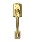 Camelot Lower Half Handleset With Accent Lever And Interior Trim In Bright Brass Left Hand Door Fits 1 3 8 Inch Doors Slick Easy Install