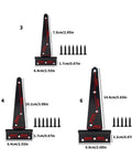 Heavy Duty T Door Hinges With Reinforced Shafts And Screws Included, black zinc iron hardware set, sizes 3, 4, 6.