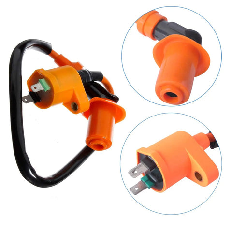 GY6 Ignition Coil Kit With 6 Pin AC CDI Box And 3 Electrode Spark Plugs For 50cc To 150cc Mopeds Scooters ATVs Go Karts, close-up view