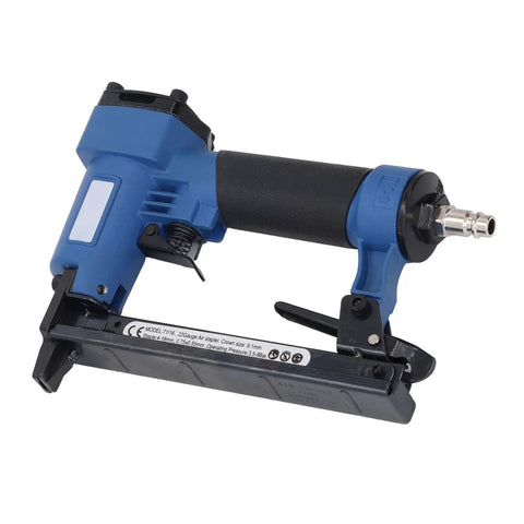 Rock Solid Pneumatic Brad Nailer And Rugged Aluminum Alloy Air Stapler With Snappy Quick Connect for easy wood repairs.