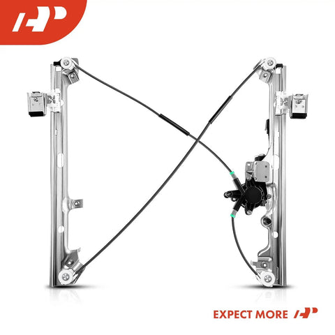 Chevrolet Front Driver Side Power Window Regulator With Motor Replacement For Silverado Tahoe Suburban Avalanche Sierra Escalade Yukon XL Pickup Truck SUV 2000-2006, displayed front view.
