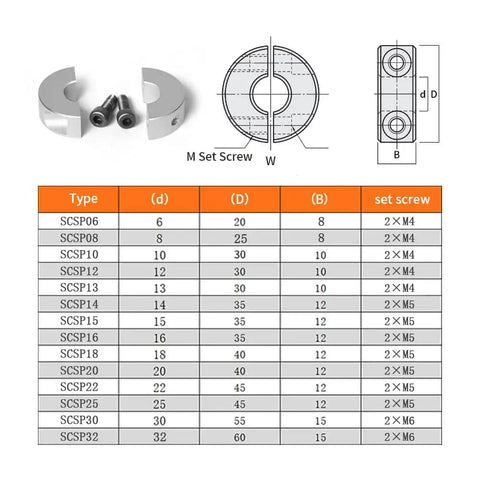 Two Piece Split Shaft Collar Aluminum One And One Quarter Inch Bore 32mm With M6 Set Screws 60mm Outer Diameter 15mm Thick Anodized Lightweight Rugged Clamp For Shaft Pack Of 4