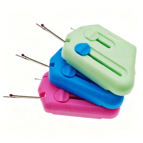 Easy Peasy Needle Threader For All Sewers Third Generation Safety Tech Compact Tool That Speeds Up Home Sewing And Prevents Needle Injuries While Threading, stack of plastic threaders