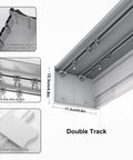 Double Curtain Pelmet Box With Heavy Duty Dual Tracks 3 In 1 Ceiling And Wall Mount Room Divider Curtain Rail For Living Room Bedroom Hotel And Villa White 180cm, double track detail