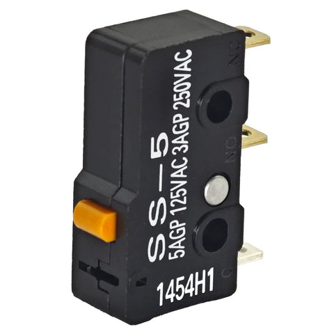 Six Pack Pin Plunger Micro Switches with SPDT N O N C, small heavy-duty switch rated 5A at 125V AC.